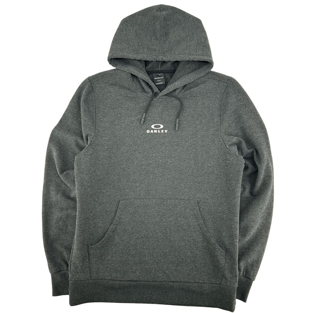 Men's Charcoal Grey Oakley Center Logo New Bark Hoodie Sweatshirt Size Medium